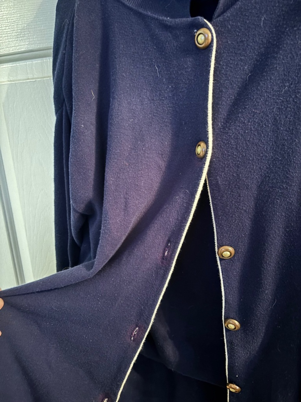 Vintage 1045 Park Dark Blue Skirt Collared Sweater Suit Size Large